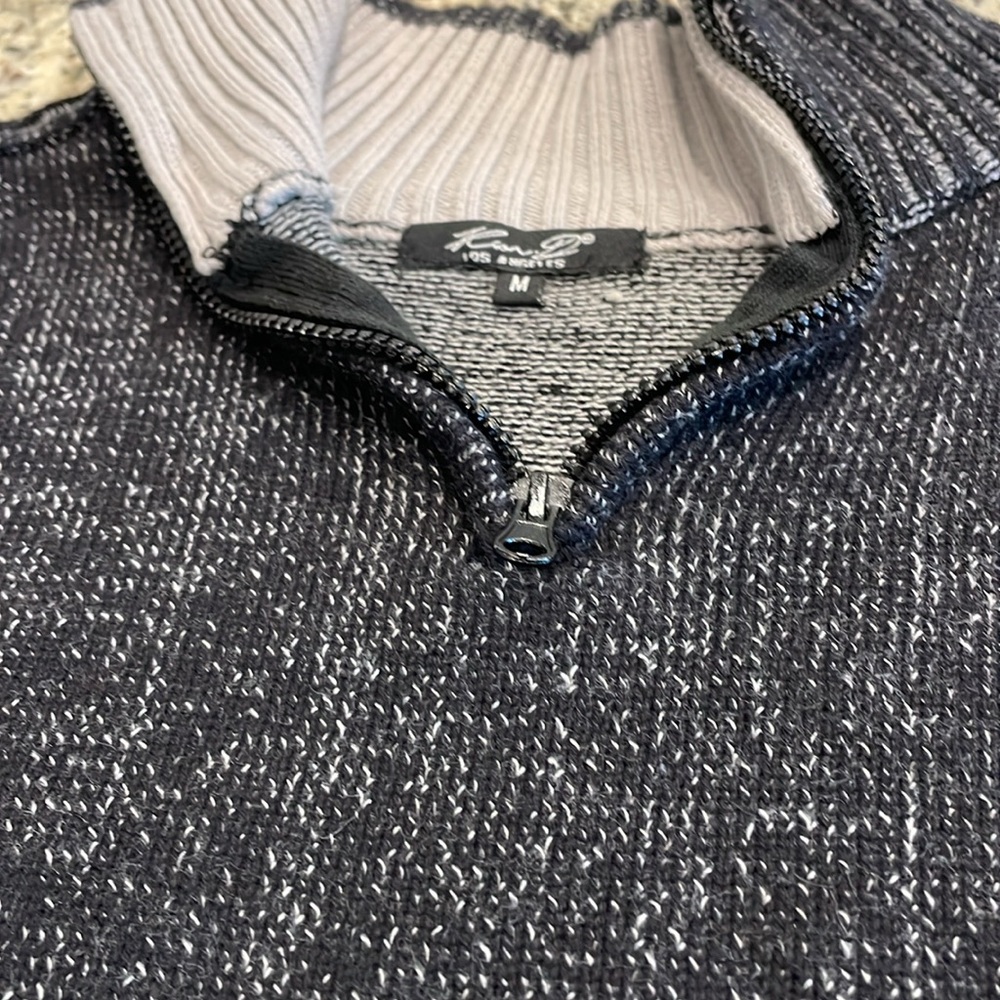 Kian D chunky 100% cotton sweater. 1/4 zip knit with cable knit down arms. GUC!